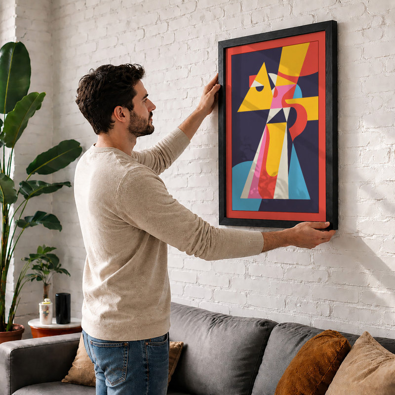 Curious Geometry Geometric - Framed Print, A3 - 42.0 x 29.7 cm, White