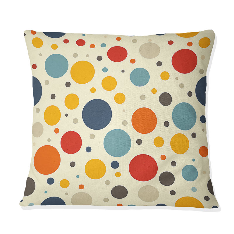 Coussin décoratif à pois orange et vert VII, H 16 po x l 16 po