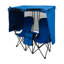 Chaise de camping double pliante avec auvent pour 2 adultes Causeuse d'extérieur avec sac isotherme Porte-gobelets-122057325