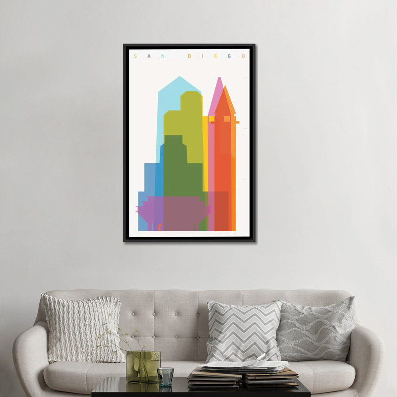 «San Diego» par Yoni Alter, impression sur toile tendue, Toile avec cadre noir, Pas de tapis, H 48 po x l 32 po x P 1,5 po