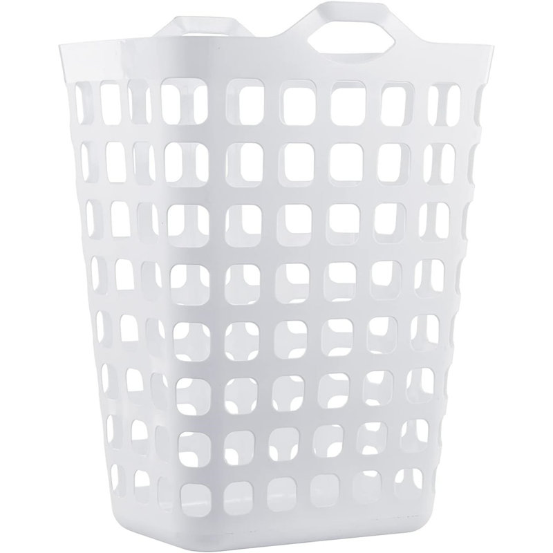 Flex Hamper With V-Shaped Dual Handles, Pack Of 1, Carrying Comfort And Strength, Two Bushel Capacity Holds Up To 3 Loads Of Laundry, Fully Ventilated, White