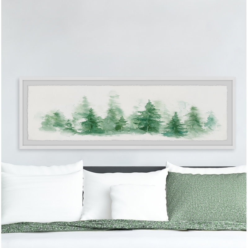 Hazy Pine Forest - Single Picture Frame Panoramic Painting, 38cm H x 114cm W x 3.81cm D