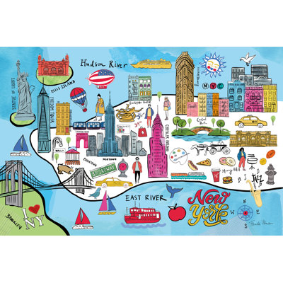 «New York Map» par Farida Zaman, reproduction d'art sur toile tendue