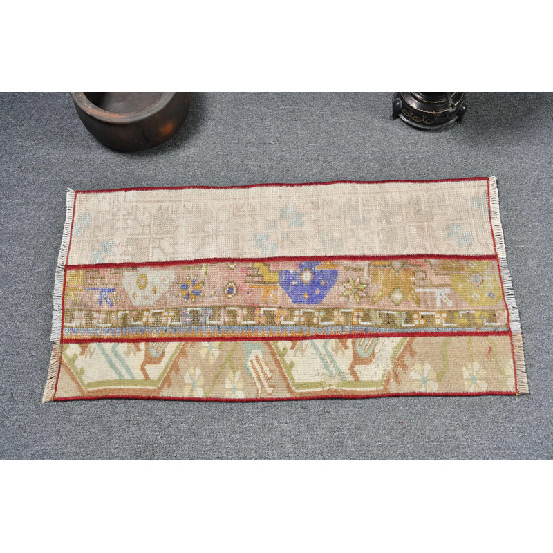 Tapis de couloir turc Oushak fait à la main avec un design rétro unique, idéal pour la décoration intérieure brun / beige