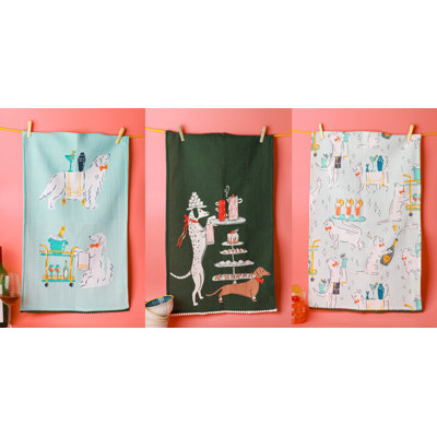 Cocktail Hour Dapper Dog Kitchen Towel Set