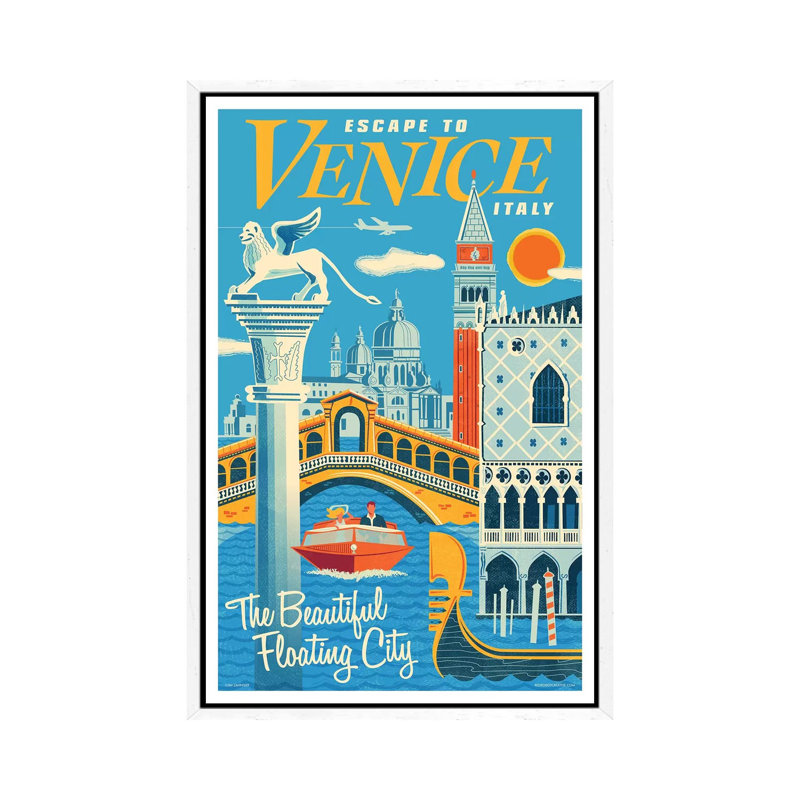 Venice Travel I by Jim Zahniser - Print on Canvas, 66.04cm H x 45.72cm W x 3.81cm D, White Framed