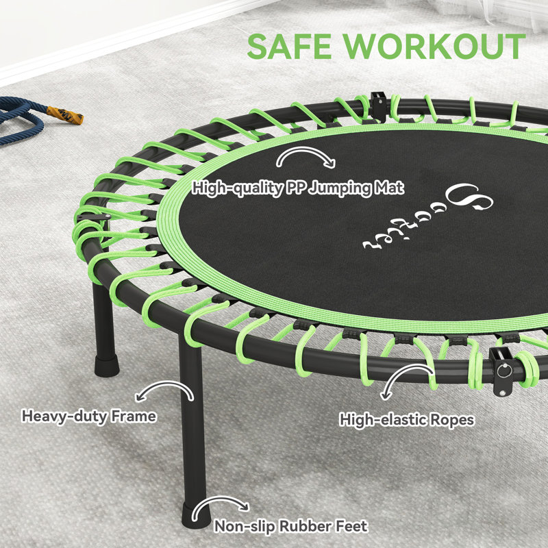 45" Mini Trampoline, Foldable Fitness Exercise Rebounder, Green