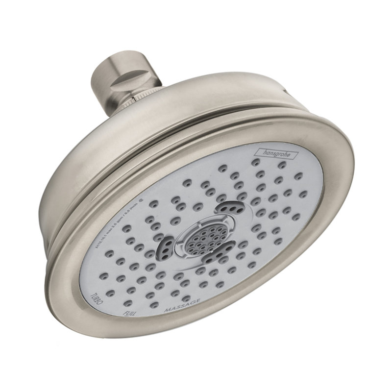 Pomme de douche 3 jets, 1,5 GPM, hansgrohe Croma Classic, Nickel brossé