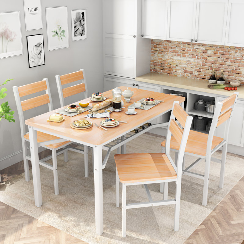 Ensemble de table de salle à manger pour 4 personnes avec rangement, ensemble de table de salle à manger de ferme 5 pièces avec chaises pour la cuisine à domicile, appartement