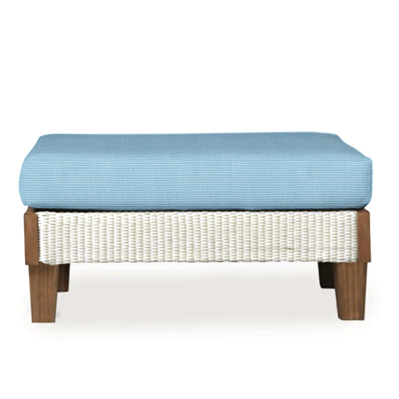 Catalina Outdoor Ottoman, Consider Indigo, Antique White