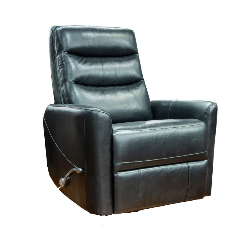 Aki Faux Leather Swivel Recliner, Black Faux Leather