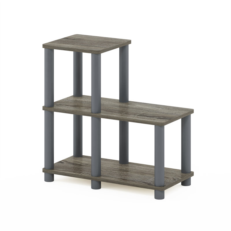 Amiee 51cm H x 48cm W Plastic Ladder Bookcase, French Oak/Grey