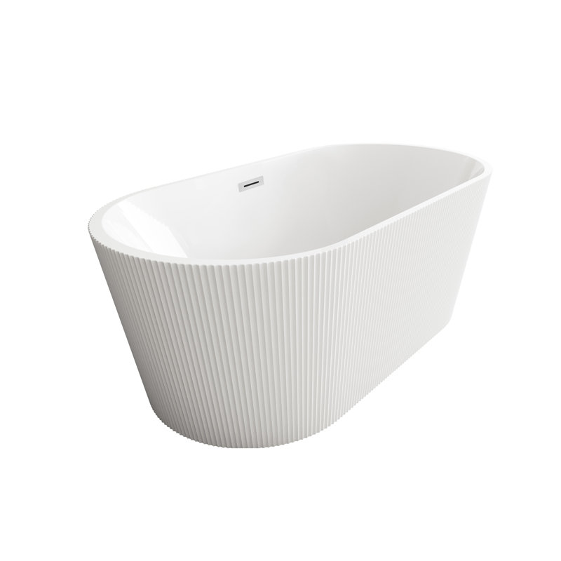 Baignoire 59 po en blanc brillant avec bordure 59 po, Chrome