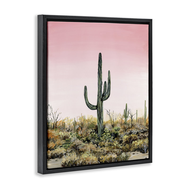 Cadre flottant Saguaro Glow Cactus, design par Georgie Harrison, Cadre flottant noir de jais, H 21 po x l 17 po