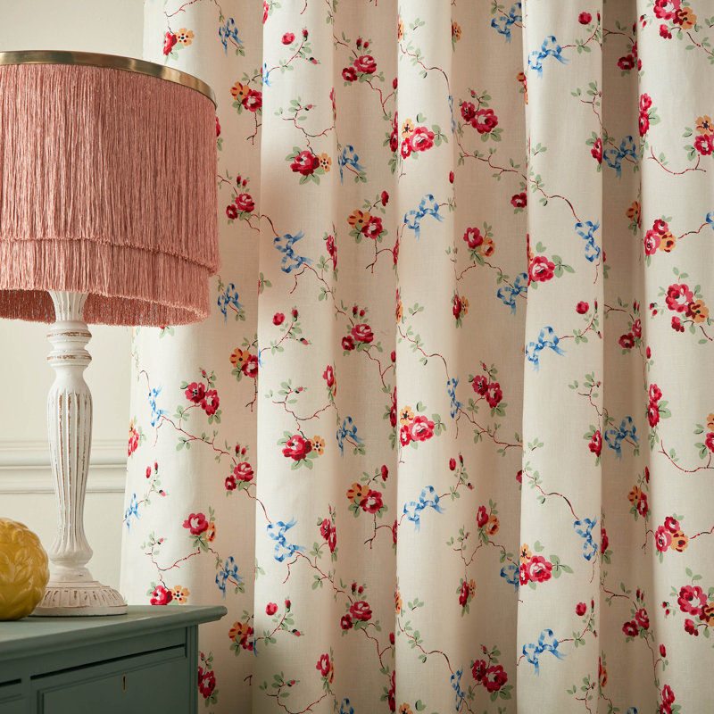 Rose And Bows Blackout Curtain, 229cm Width x 183cm Drop