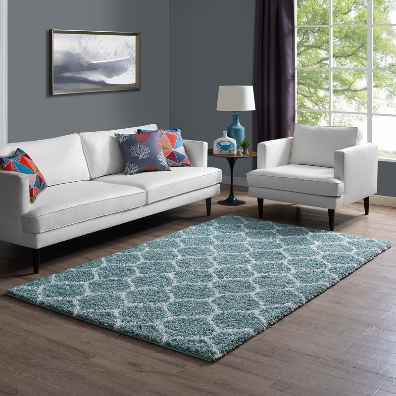 Solvea Moroccan Trellis Shag Area Rug, Rectangle 5' x 8'