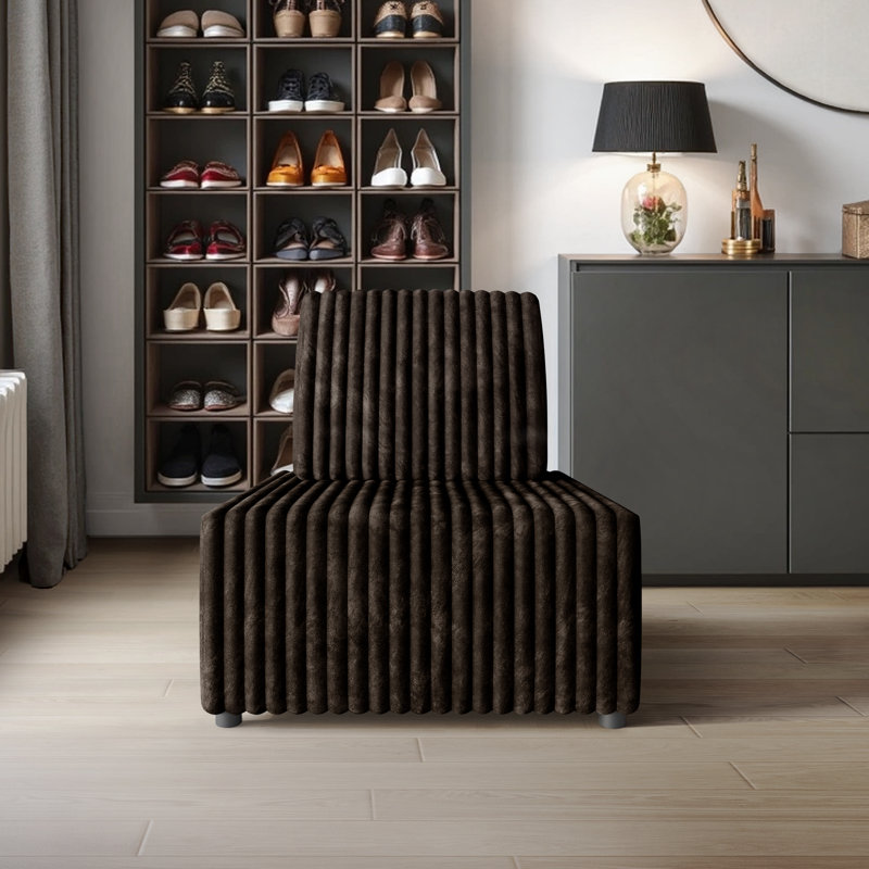 Chair In Brown Velvet, Brown
