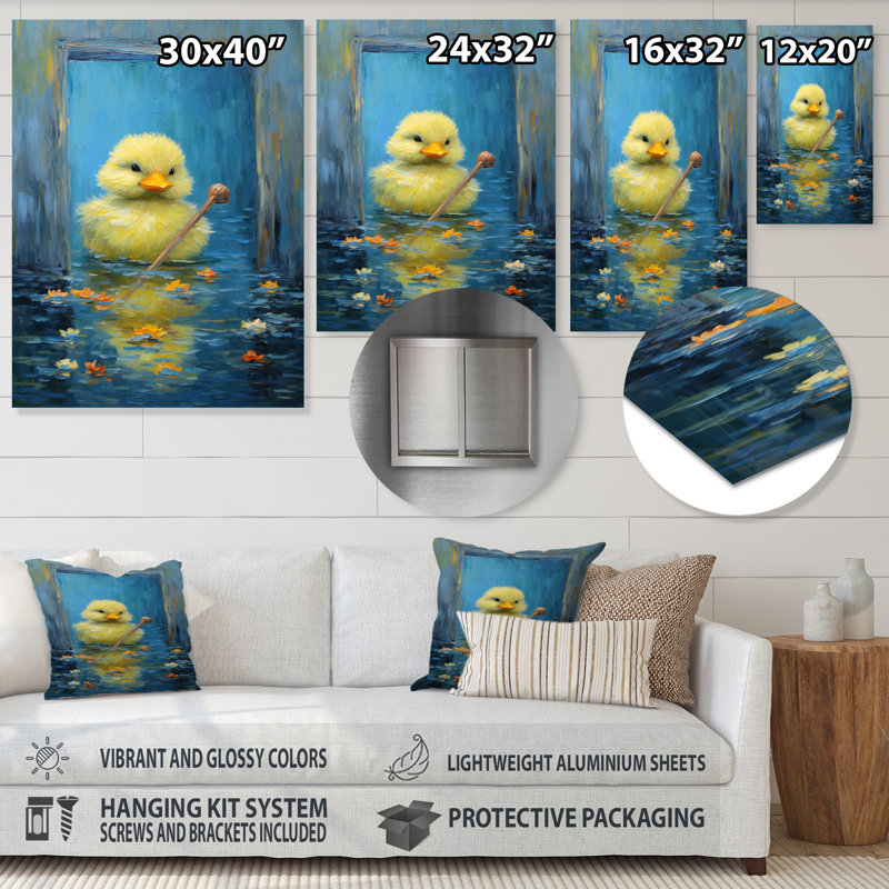 «Abstract Bathing Duckling - Toilette», art mural en métal, H 40 po x l 30 po x P 1,5 po