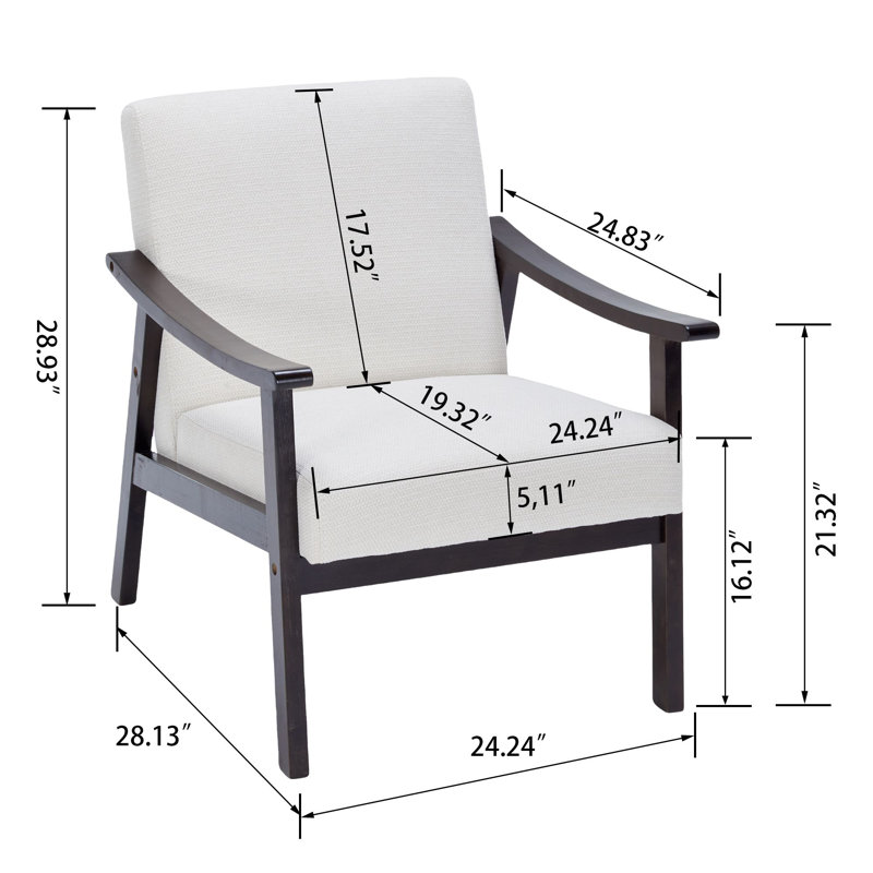 Fauteuil rembourré avec cadre en bois massif de style médiéval, Blanc