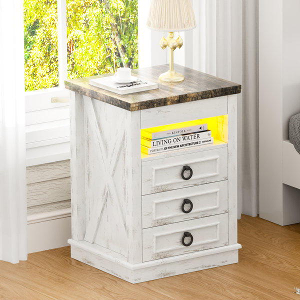 Gracie Oaks 3-drawer Nightstand With Hidden Storage | Wayfair