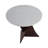 Round Accent Table Acacia Wood & Marble Modern Design White Marble Top Wood Base Living Room, Bedroom, Office 21" Brown.