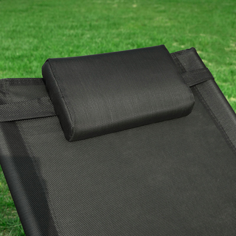Long Single Chaise with Cushions, Black