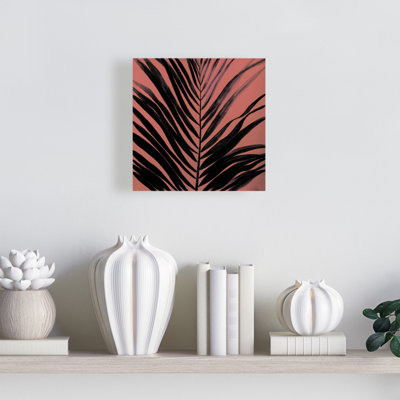 Minimalist Black Canvas | Coral Tropical Palm Leaf Decor