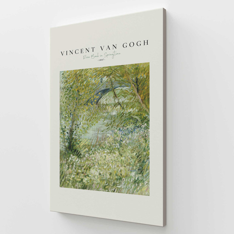 Van Gogh's River Bank au printemps v2, Toile tendue, 72" H x 48" W