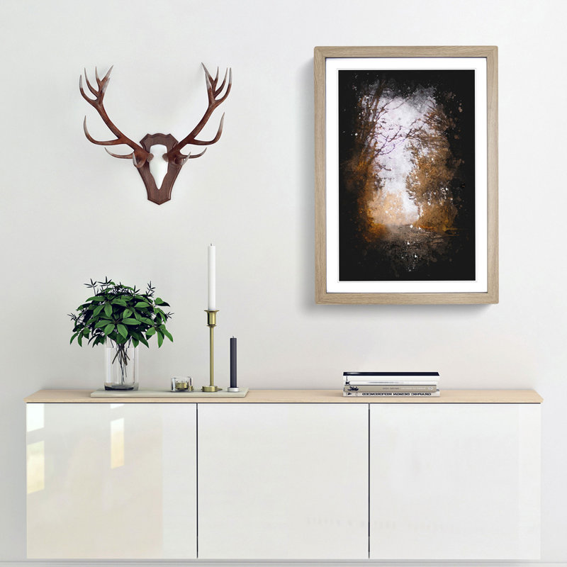 A Road Through the Woods - Framed Print, 63cm H x 45cm W x 2cm D, Oak Framed
