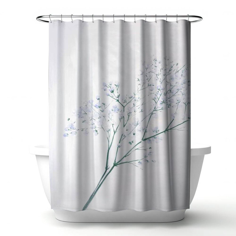 Floral – Polyester Shower Curtain, Dye Sublimation Print, 71" W × 74" L