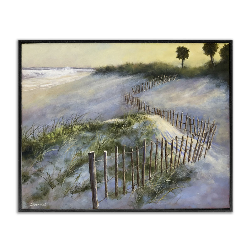 «Coastal Vibe Sea Dunes», art numérique par David Swanagin, H 11 po x l 14 po, Giclée encadrée noir minuit