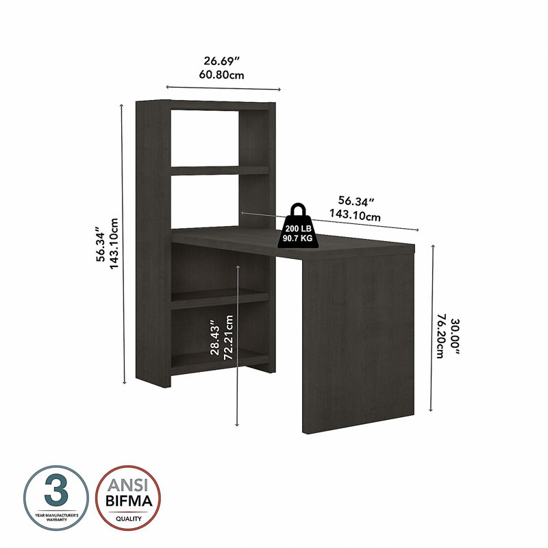 Makayla 56W Craft Table, Charcoal Maple