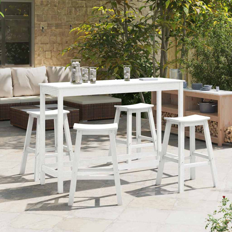 Garden Bar Set HDPE Outdoor Furniture Terrace Patio Modern Pieces Deck, White