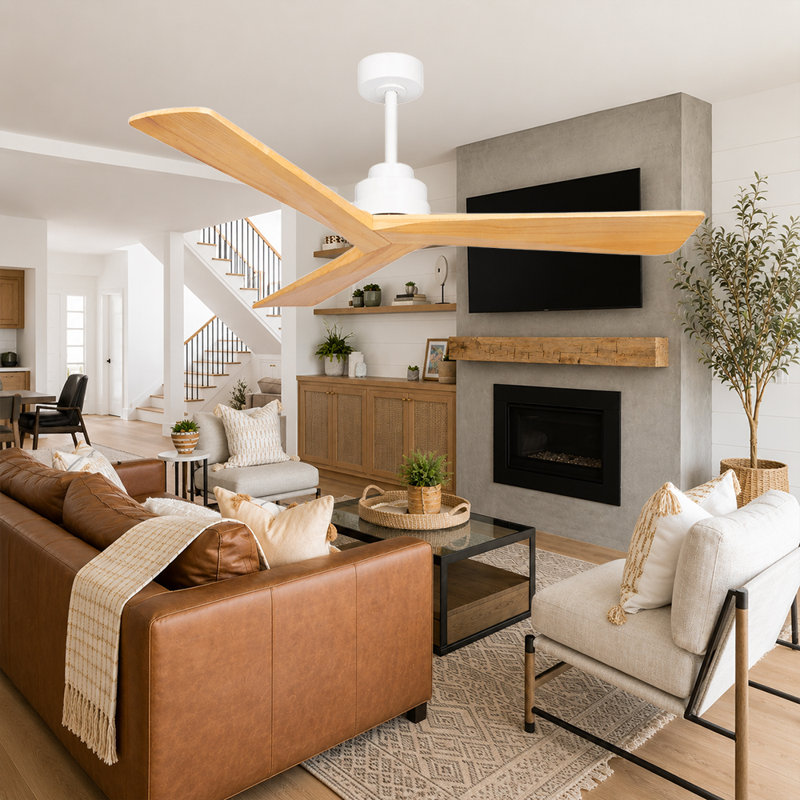 52-Inch Solid Wood Ceiling Fan without Light