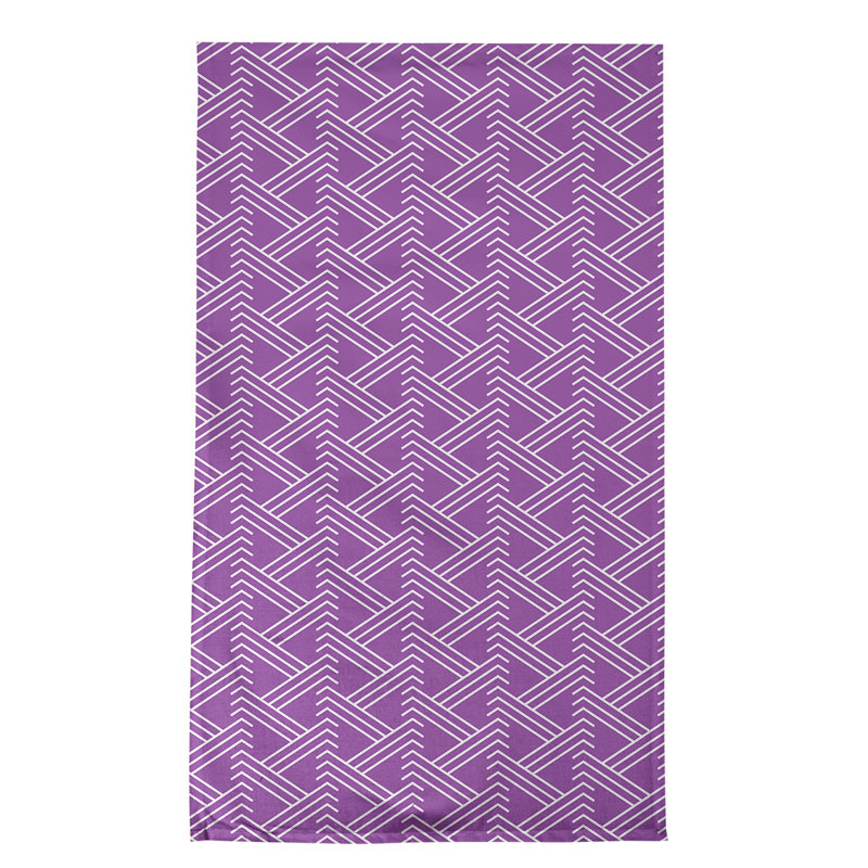 Torchon à thé zigzag classique, Mauve/blanc, Croisé en coton
