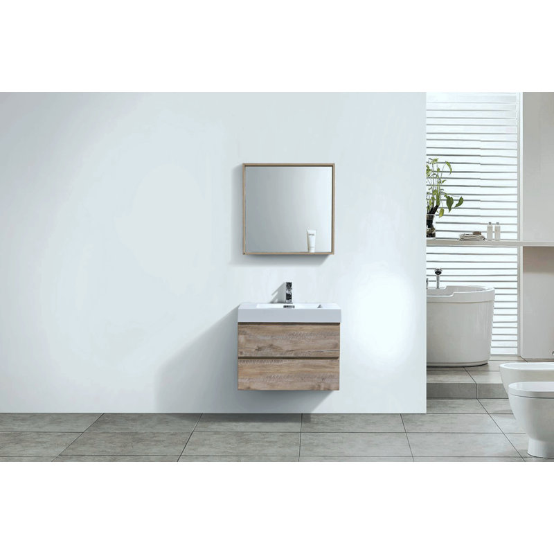 Ensemble de meuble-lavabo mural simple 30 po Royka, Naturel