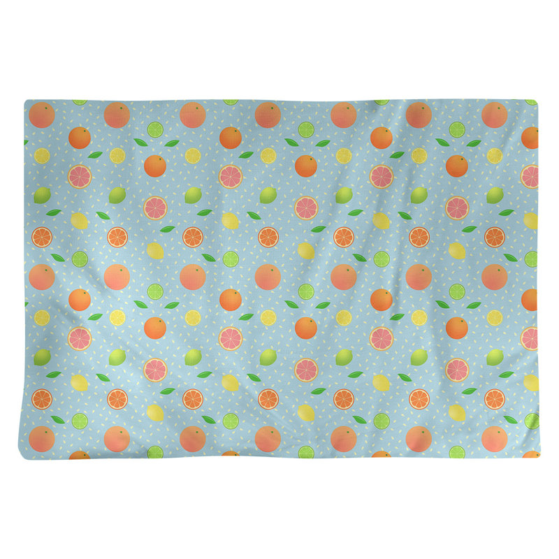Napperon en coton 18 po Citrus fruit, Bleu sarcelle