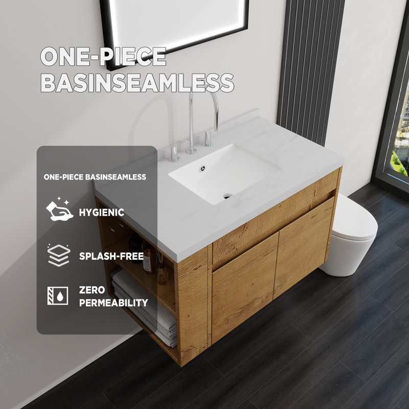 Meuble-lavabo flottant 36 po avec lavabo 36 po, Chêne, 36"