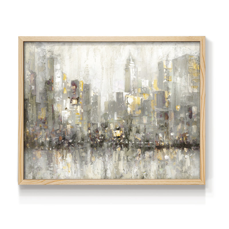 Cityscape Abstract -Framed Print - Restickable, Natural, 11" H x 14" W