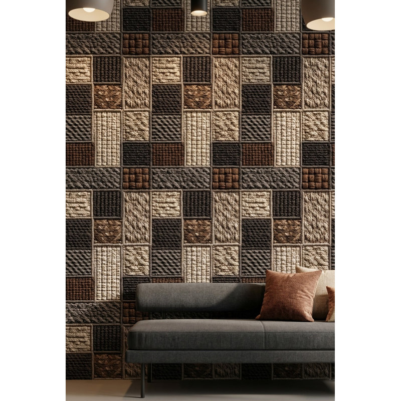 Papier peint patchwork géométrique tissé à motif géométrique, Non tissé, non collé
