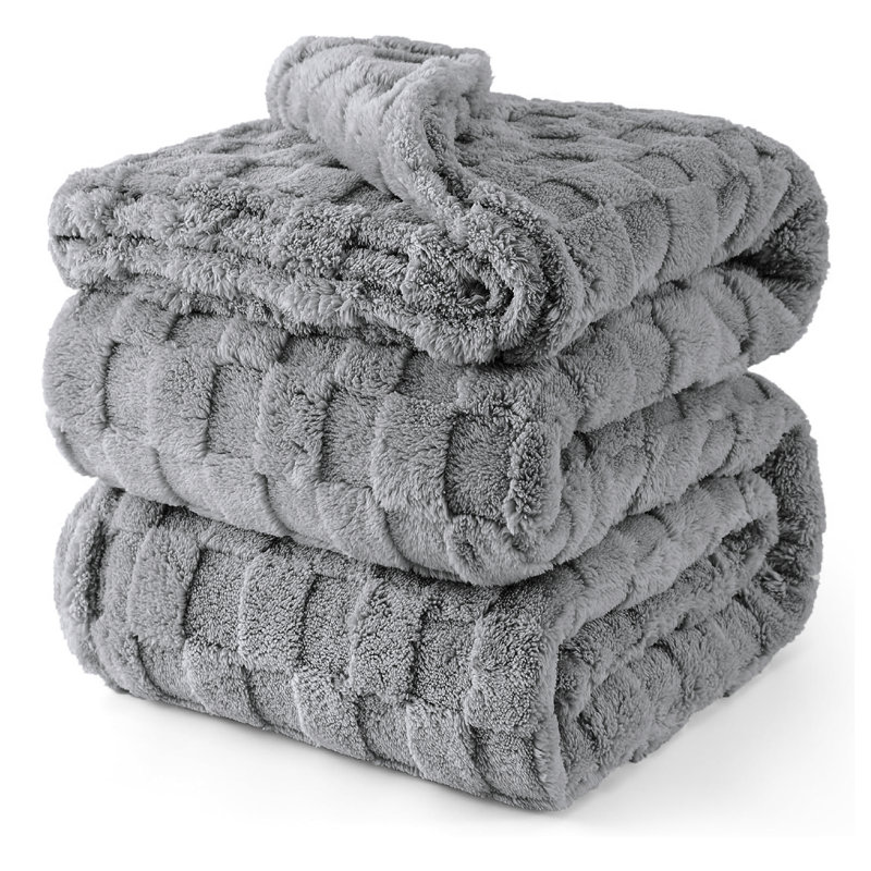 Couverture molletonnée douillette texturée, Gris foncé