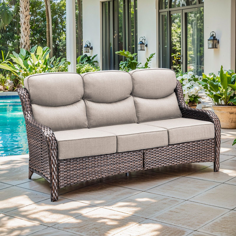 Abbey 72'' 3-Seat Outdoor Durable Sofa With 6-Inch Ultra-Plush Cushions & Water-Resistant Olefin Fabric