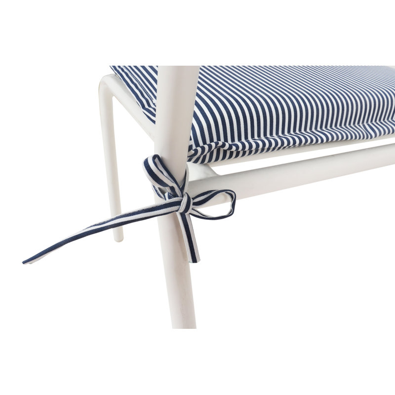 4PCS Outdoor Patio Seat Cushion Replacement Pads With Ties, 15"X 15" Square Cushions For Garden, Patio, Dining Chair Seats, Striped Blue Design, Polyester + Foam Filling, Ideal For Outdoor Furniture Upgrades