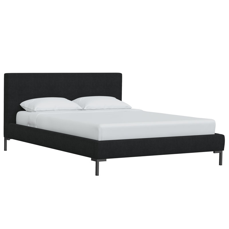 Rand Upholstered Bed, King, Black Wood, Classic Linen Black