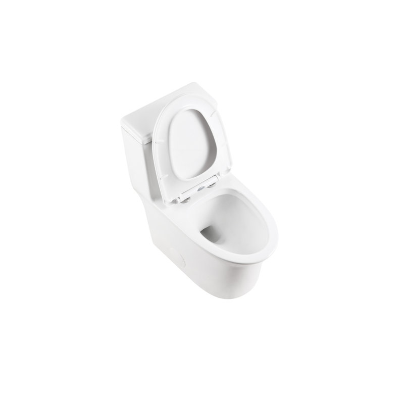 Toilette 1,1 / 1,6, céramique, 15,55 po de hauteur, blanc, siège à fermeture en douceur et chasse d'eau à une hauteur, et