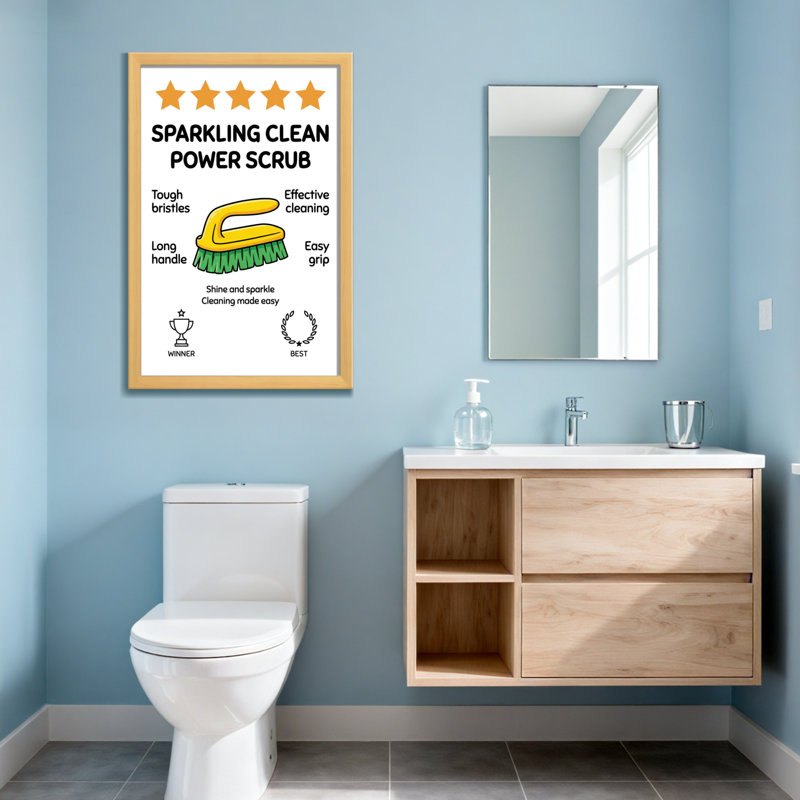 Conception de brosse pour le bain et la lessive Sparkling Clean Power, Grain de bois clair, H 18 po x l 12 po