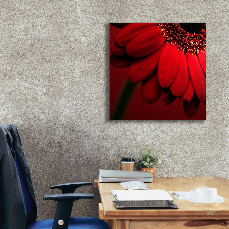 Gerbera rouge sur rouge 02 par Tom Quartermaine, H 26 po x l 26 po x P 1,5 po