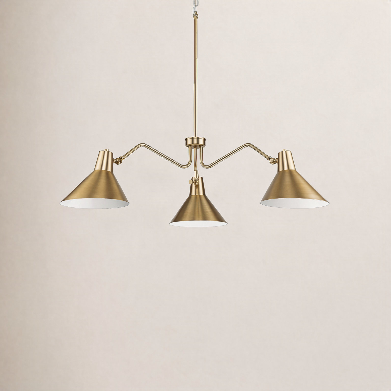 3-Light Chandelier, Brushed Bronze, Gold