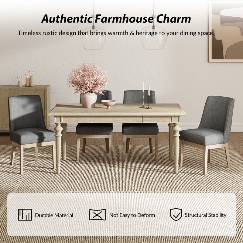 Julia 5-Piece Farmhouse Four Leg Dining Set, Gray, Oak