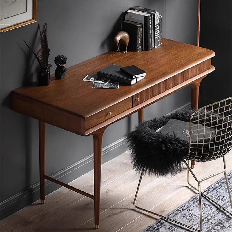Bureau d'écriture rétro avec tiroirs en bois massif de couleur rétro, Rétro